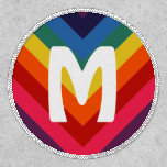 Awesome Retro Rainbow Chevron Monogram Patch<br><div class="desc">rainbow and white striped pattern; rotate or scale as desired. Add your own text or photo</div>