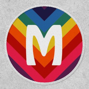 Awesome Retro Rainbow Chevron Monogram Patch by beckynimoy at Zazzle