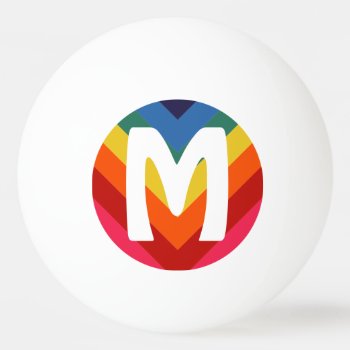 Awesome Retro Rainbow Ping Pong Ball Monogram by beckynimoy at Zazzle
