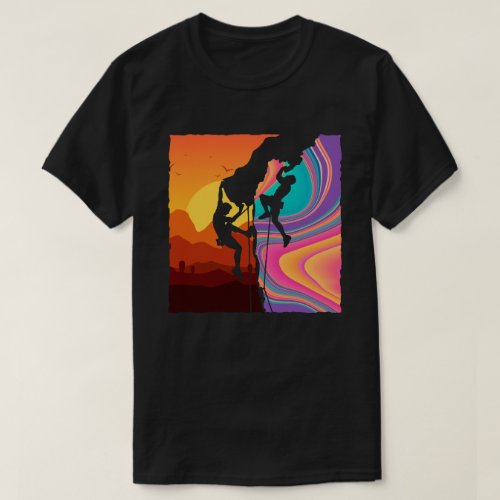 Awesome Retro Wall Climber Rock Mountain Climbing  T_Shirt