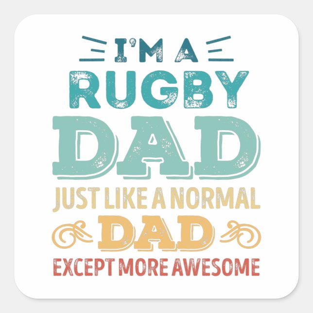 Awesome Rugby Dad Fathers Day Funny Gift Square Sticker (Front)