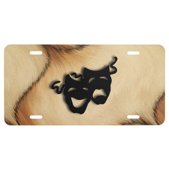 Awesome Rustic Comedy and Tragedy Theater Design License Plate (Front)