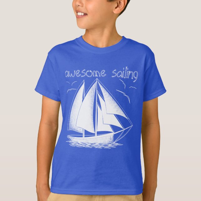 Awesome sailing! nautical, vintage, personalized T-Shirt (Front)