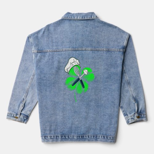 Awesome Saint Patrick S Day Chef Shamrock Hat Iris Denim Jacket