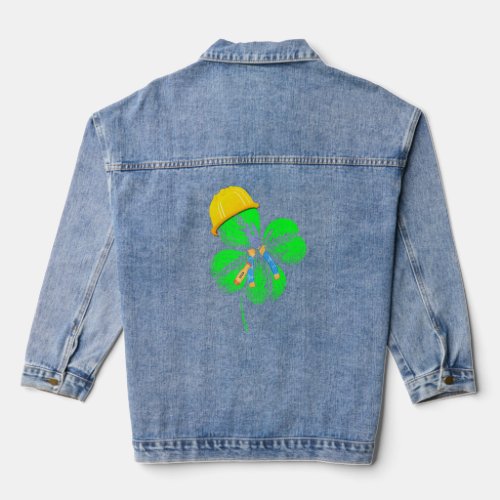 Awesome Saint Patrick S Day Electrician Shamrock H Denim Jacket