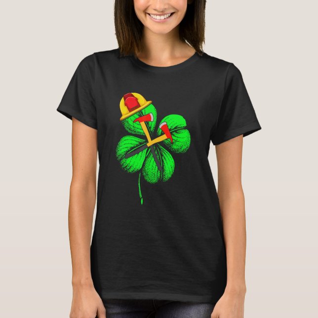Awesome Saint Patrick S Day Firefighter Shamrock H T-Shirt (Front)