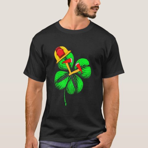 Awesome Saint Patrick S Day Firefighter Shamrock H T_Shirt