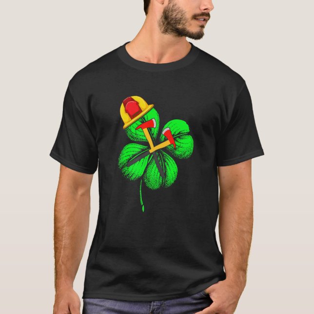 Awesome Saint Patrick S Day Firefighter Shamrock H T-Shirt (Front)