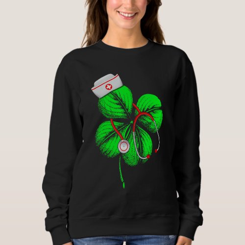 Awesome Saint Patrick S Day Nurse Shamrock Hat Iri Sweatshirt