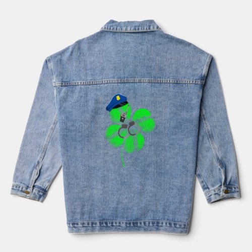 Awesome Saint Patrick S Day Police Shamrock Hat Ir Denim Jacket