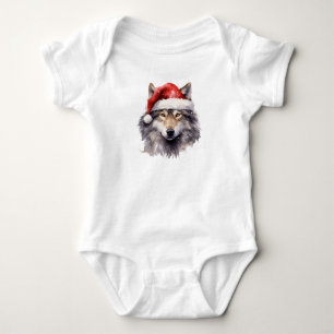 Awesome Santa Wolf Baby Bodysuit