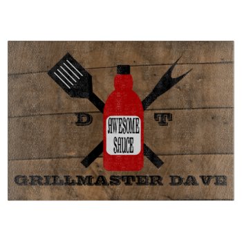 Awesome Sauce Barn Wood Look Personalized  Cutting Board by VisionsandVerses at Zazzle