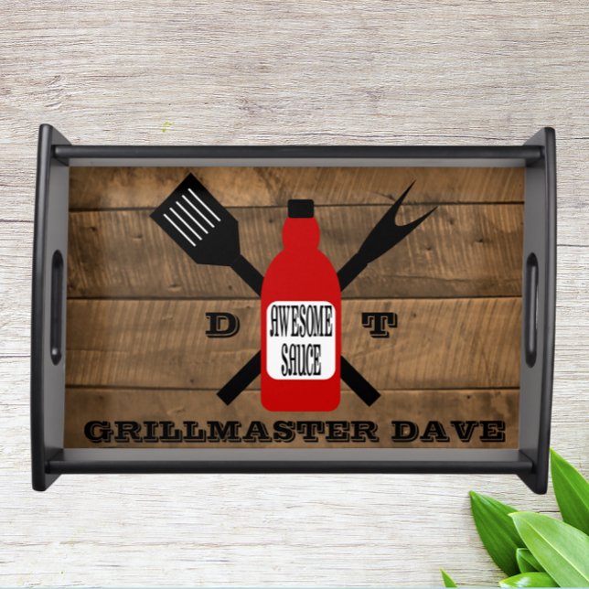 Awesome Sauce Barn Wood Personalized Grill Serving Tray (Creator Uploaded)