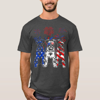 Awesome Schnauzer Dog American Flag 4th Of July  T-Shirt