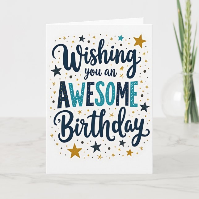 Awesome Script Birthday Card (Front)