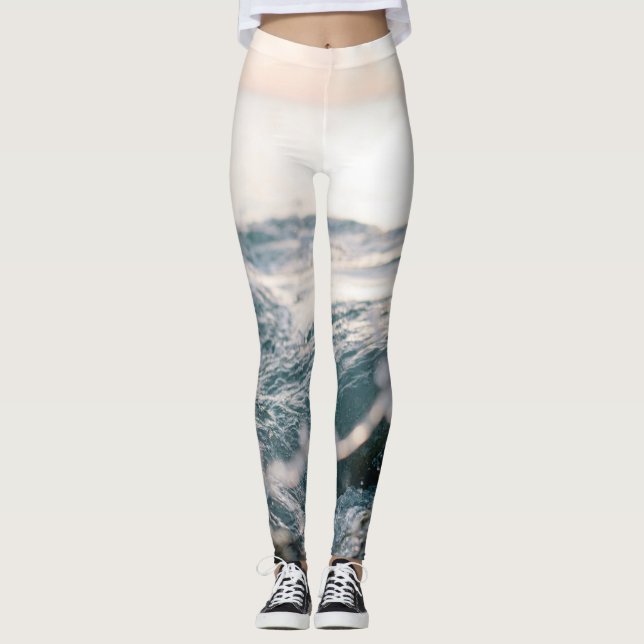 Awesome Sea Waves | Best gift for nature lovers Leggings (Front)