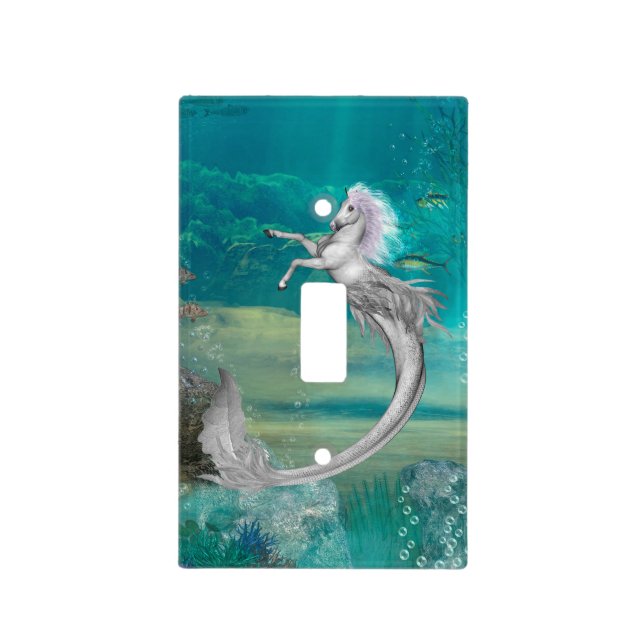 Awesome seahorse in the deep ocean light switch cover (Front)