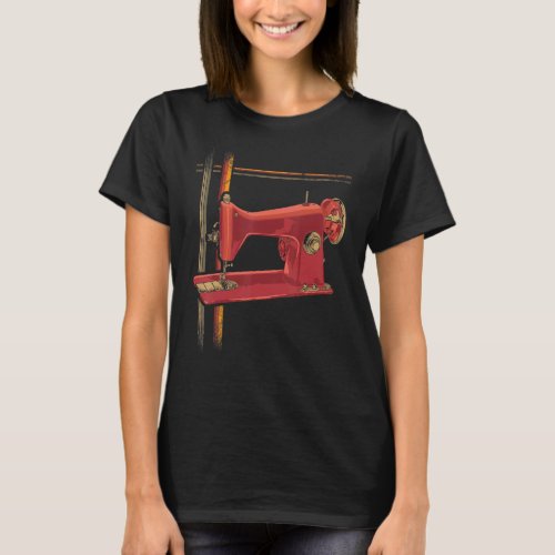 Awesome Sewing Machine Silhouette Sew Fabric T_Shirt