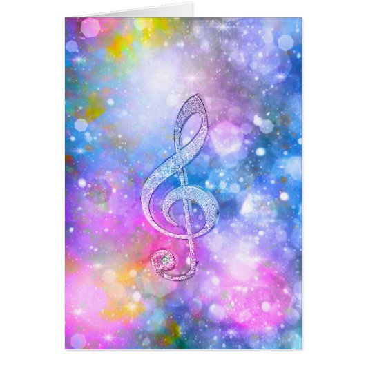 Awesome shining effects treble clef soft colours cards (Front)