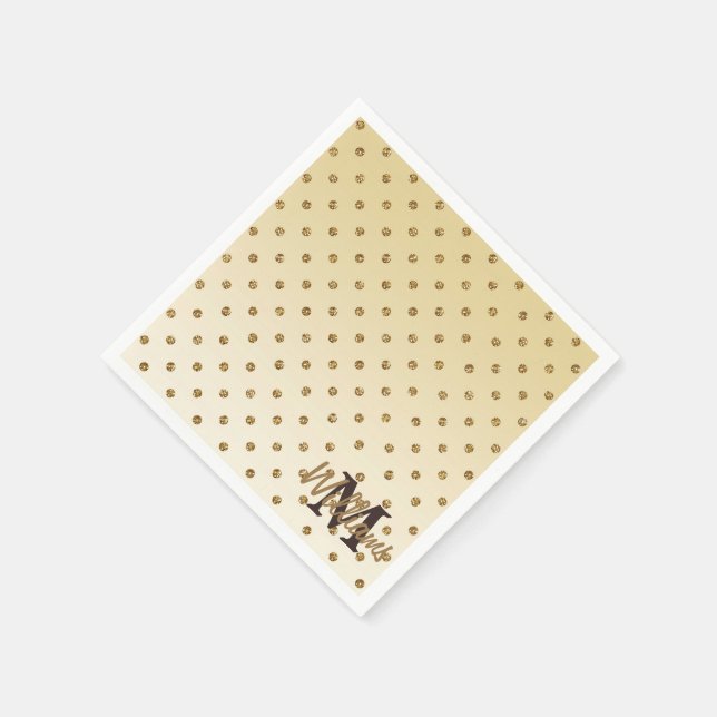 Awesome shining faux glitter gold polka dots napkins (Corner)