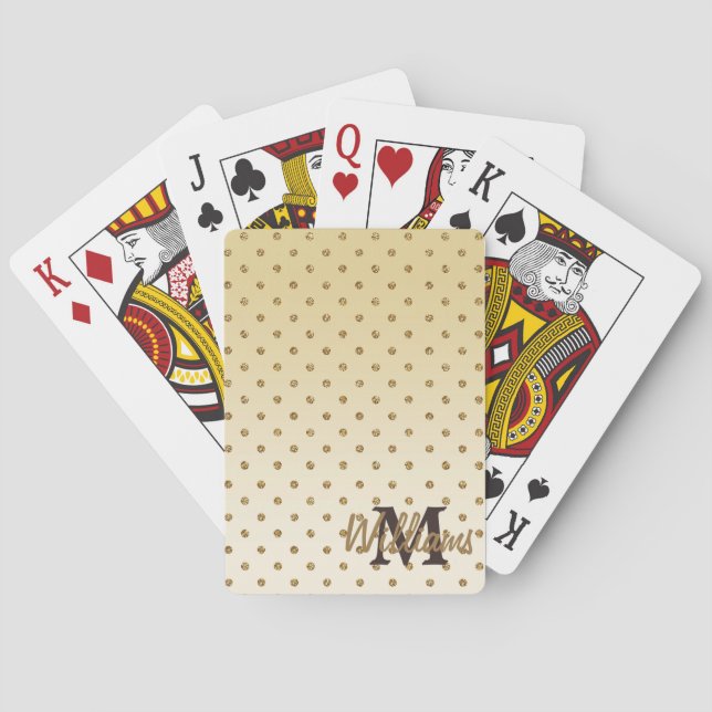 Awesome shining faux glitter gold polka dots poker cards (Back)