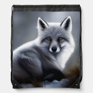 Awesome Silver Fox  Drawstring Bag