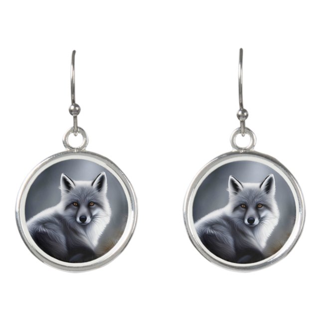Awesome Silver Fox  Earrings (Front)