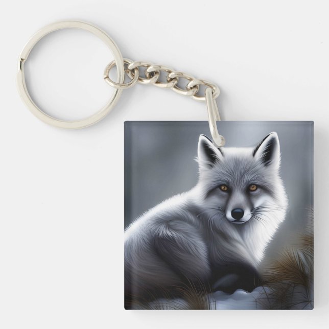Awesome Silver Fox  Keychain (Front)