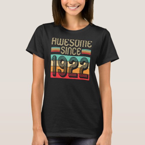 Awesome Since 1922 100th Birthday Retro 100 Years  T_Shirt