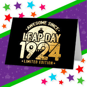 Awesome Since 1924 Leap Year Day Feb 29 Birthday Foil Greeting Card