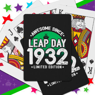 Awesome Since 1932 Leap Year Day Feb 29 Birthday Poker Cards