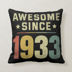 Awesome Since 1933 89th Birthday Retro Men Women  Throw Pillow