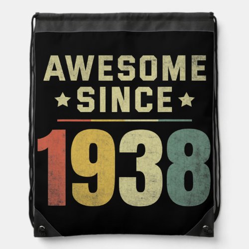 Awesome Since 1938 84th Birthday Retro Men Women  Drawstring Bag