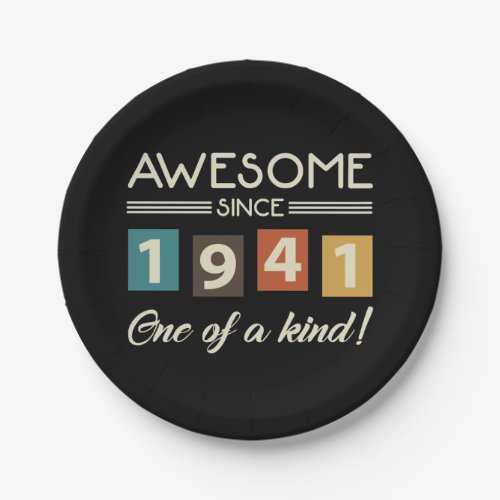 Awesome Since 1941 Retro 80th Birthday Paper Plates