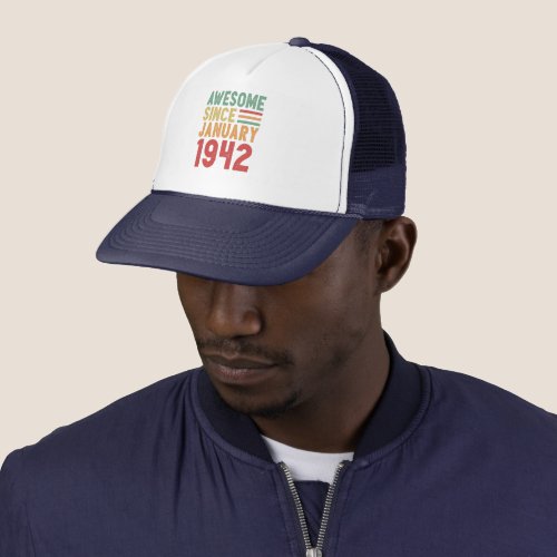 Awesome Since 1942 80th Birthday Vintage Gift Trucker Hat