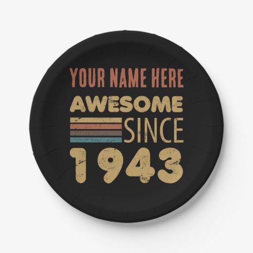 Awesome Since 1943 80th Birthday Paper Plates