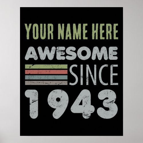 Awesome Since 1943 80th Birthday Poster