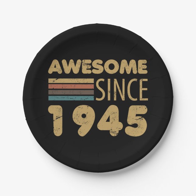 Awesome Since 1945 80th Birthday Paper Plates (Front)