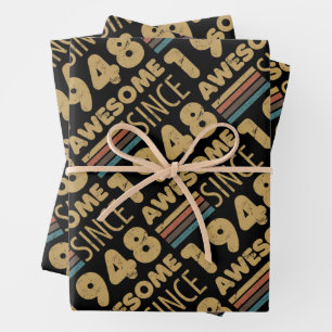 Awesome Since 1948 75th Birthday Wrapping Paper Sheets