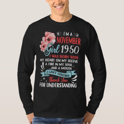 Awesome Since 1950 72nd Birthday Im A November Gi T_Shirt