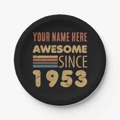 Awesome Since 1953 70th Birthday Paper Plates