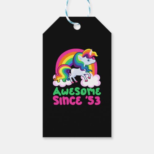 Awesome Since 1953 Unicorn Gift Tags