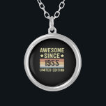 Awesome Since 1955 Retro 67 Years Old Birthday Silver Plated Necklace<br><div class="desc">1</div>