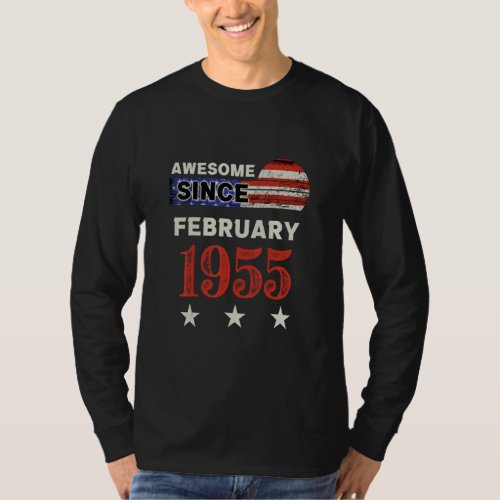 Awesome Since 1955 Vintage Usa Flag Classic Februa T_Shirt