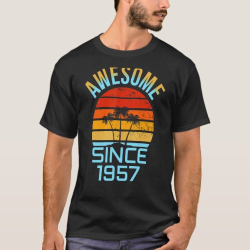 Awesome Since 1957 65th Birthday Vintage Sunset Pa T_Shirt
