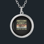 Awesome Since 1957 Retro 65 Years Old Birthday Silver Plated Necklace<br><div class="desc">1</div>