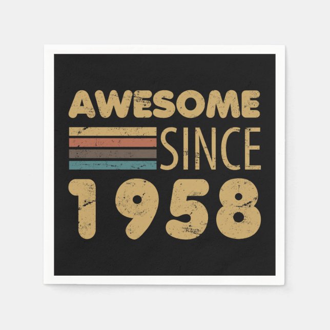 Awesome Since 1958 65th Birthday Napkins (Front)