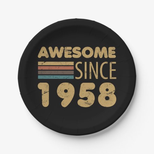 Awesome Since 1958 65th Birthday Paper Plates