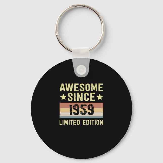 Awesome Since 1959 Retro Funny Birthday Party Keychain (Front)
