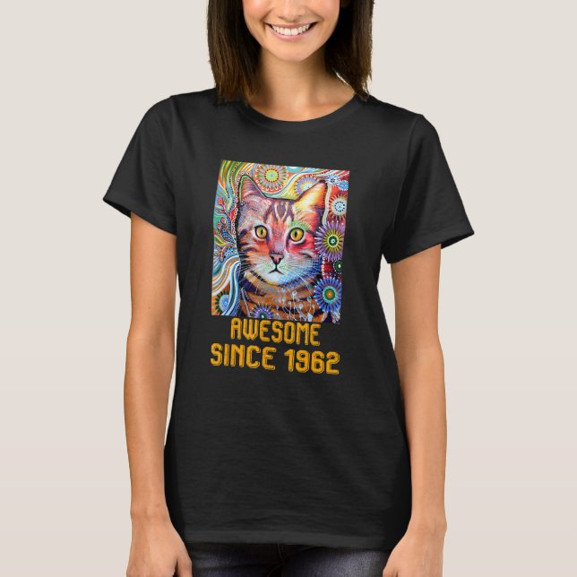 Awesome Since 1962  Cat 60th Birthday T-Shirt (Front)